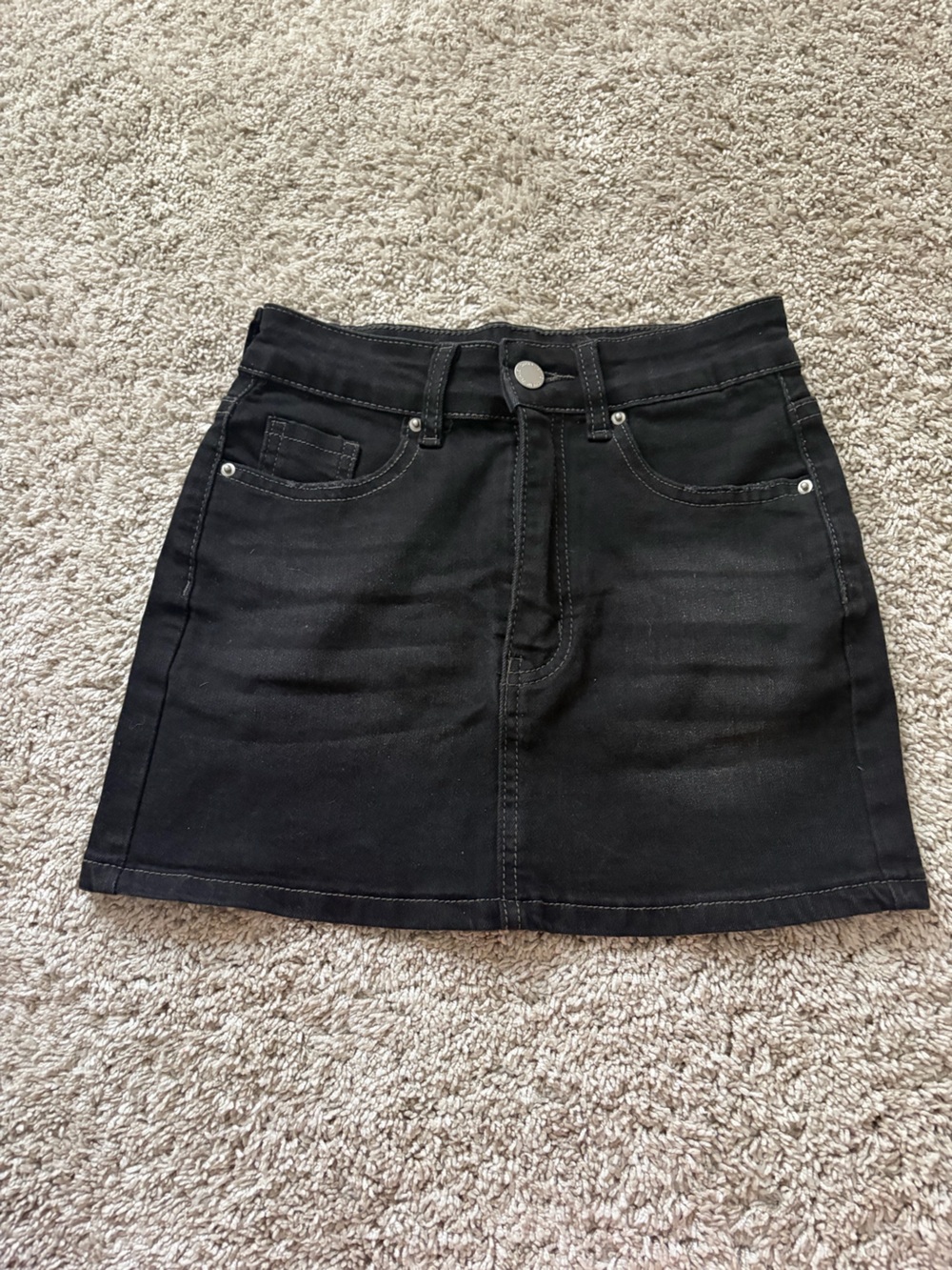 Black Denim Mini Skirt - Classic A-Line